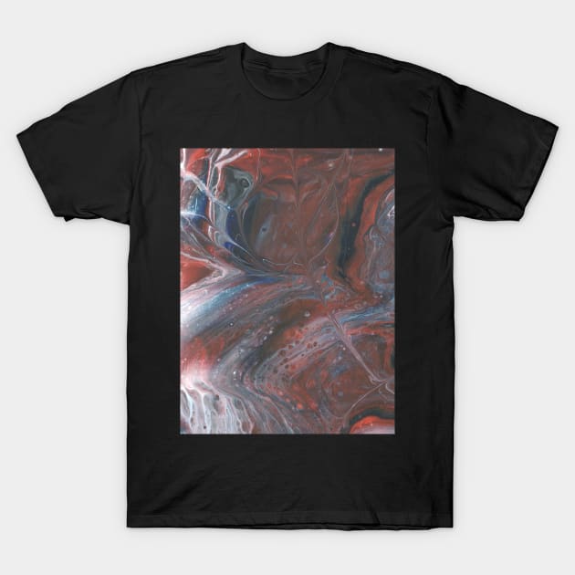 Marbling design in Reds, Blacks and Whites T-Shirt by toz-art